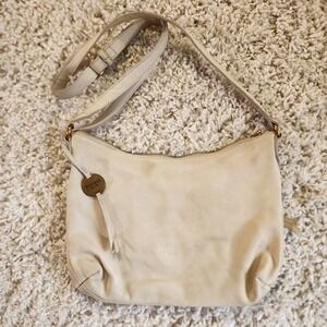 Margot New York Leather Crossbody Bag Cream Adjustable Strap Gold‎ Hardware